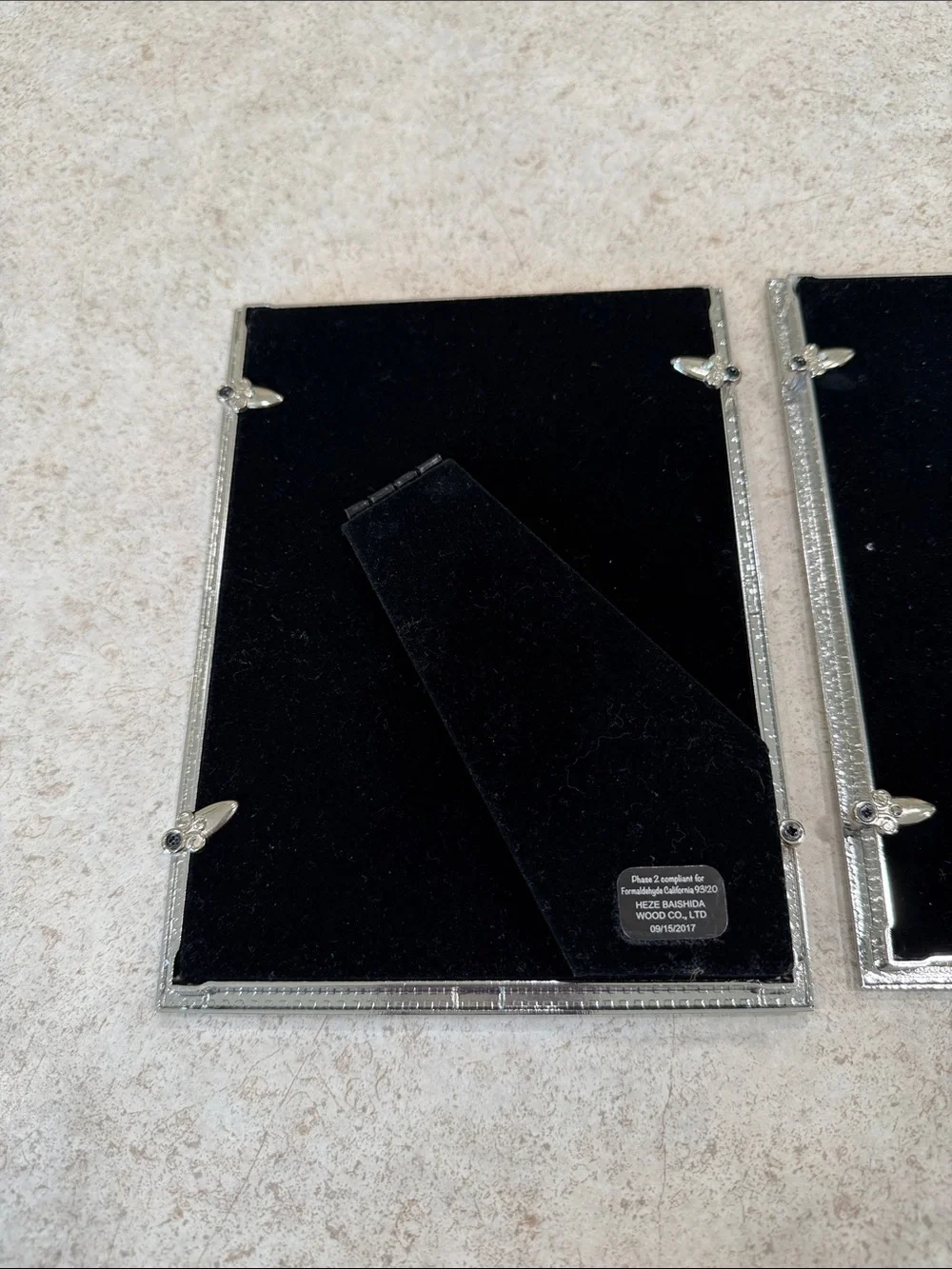 SET OF 2 HEZE BAISHIDA 5 x 7 IVORY ENAMEL & LIGHT TOPAZ CRYSTAL PICTURE FRAMES